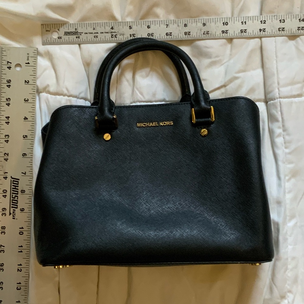 Michael Kors Elegant Black Satchel with Gold Details